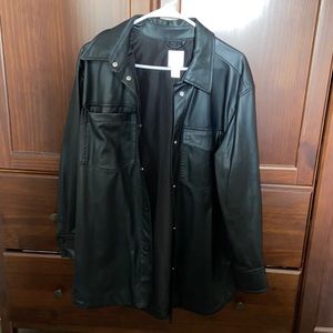 H&M black pleather shacket size M
